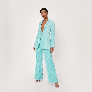 Nasty Gal Pink Velvet Blazer Pant Suit, size 6